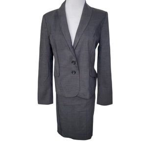 Halogen Petite Grey Pattern Business Blazer and Skirt Suit Set